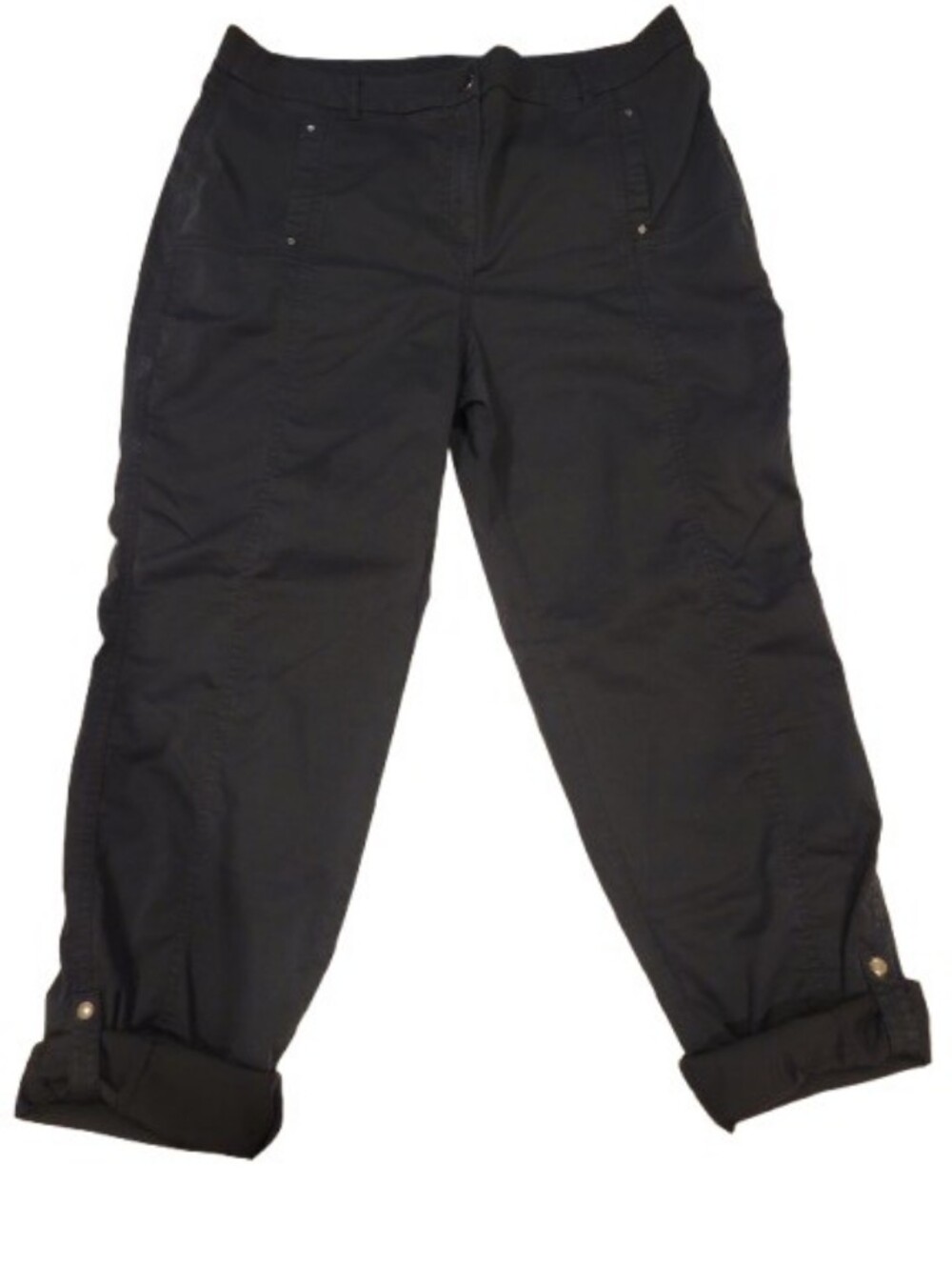 Chico's Black Cropped Rolled Hem Pants 2.5 Large 14 - Picture 2 of 13